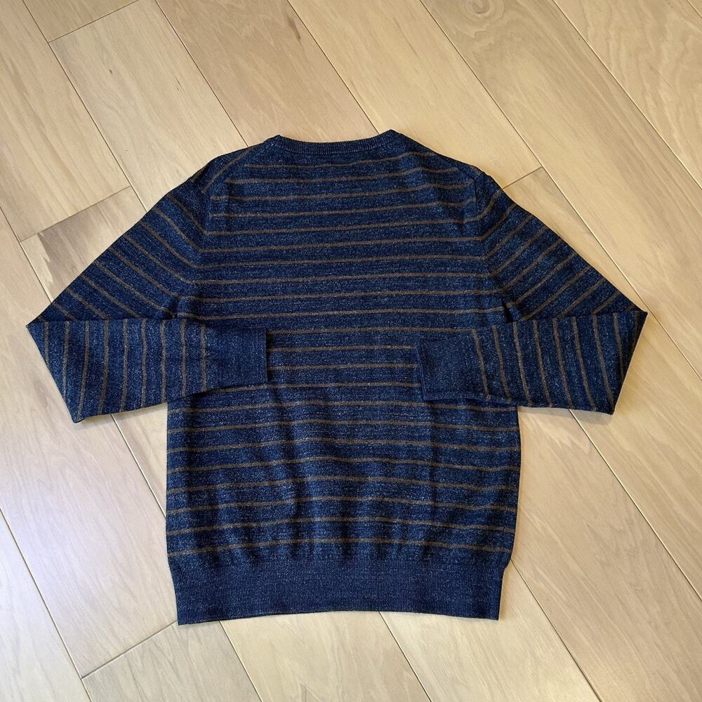 Faherty Cotton Striped Blue Crew Sweater Long Sleeve Men’s Medium - Picture 3 of 6